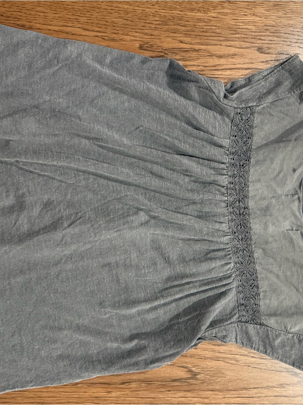 Lucky Brand Embroidered Lace-Up Boho Peasant Top in Charcoal Gray Size XS - Picture 6 of 7